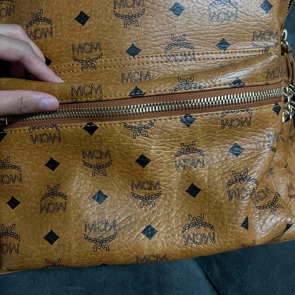 MCM Large Cognac Side Studded Backpack - Picture 5 of 10